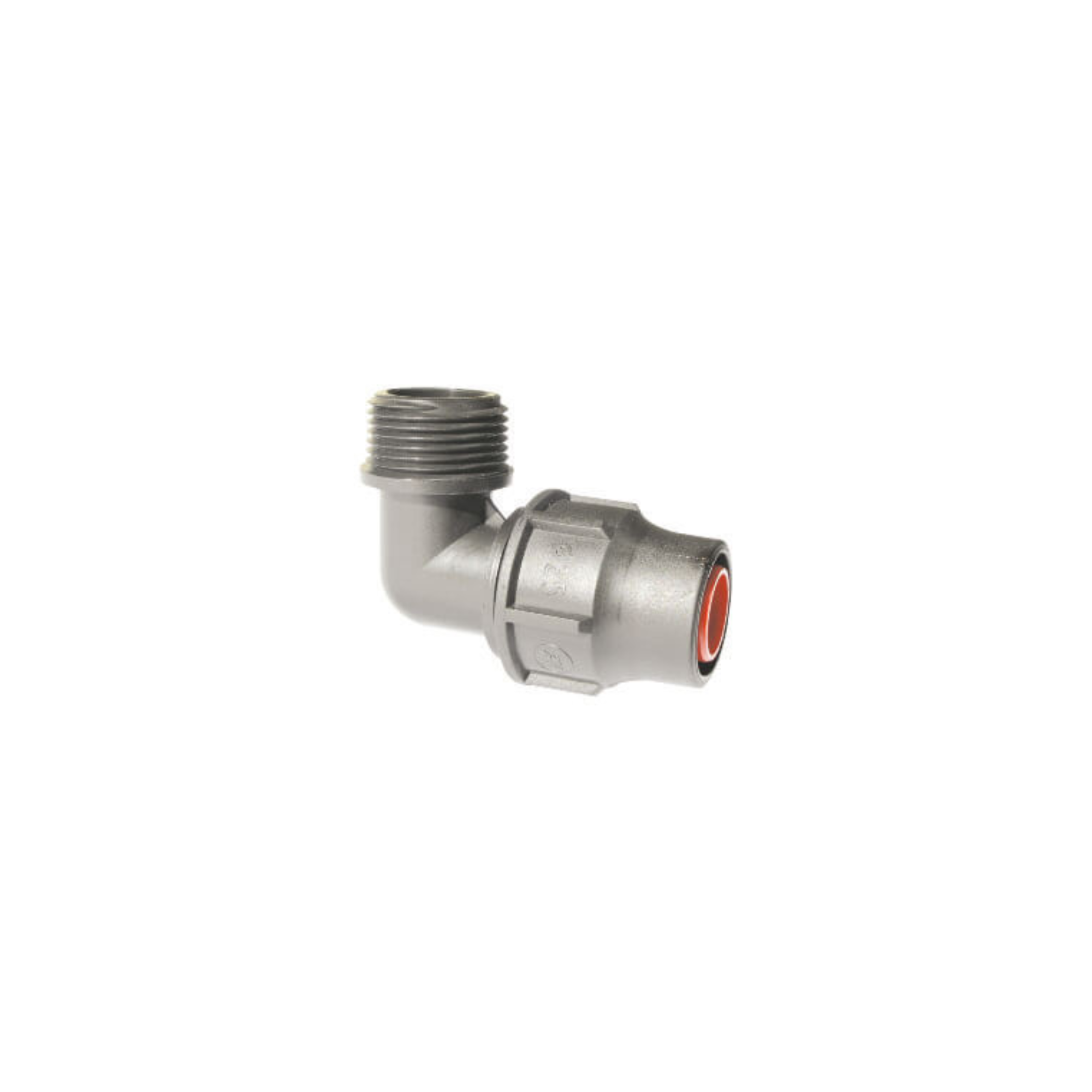 Image of lock fitting elbow designed for 20mm (17mm) LDPE pipe, featuring a secure locking mechanism for reliable connections in irrigation systems, ensuring durability and leak-proof performance